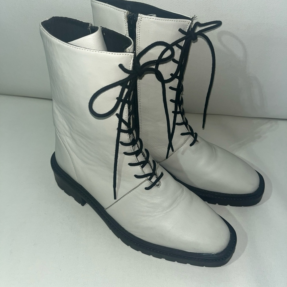 ASOS RAID VINTA White Lace-Up Boots with Black Soles NWOT
